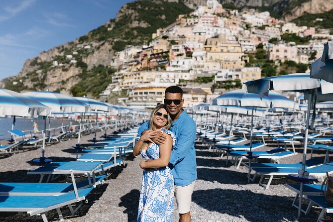 1 Hour Private Photoshoot in Positano - Beach time: framing the Positano pyramid from multiple angles