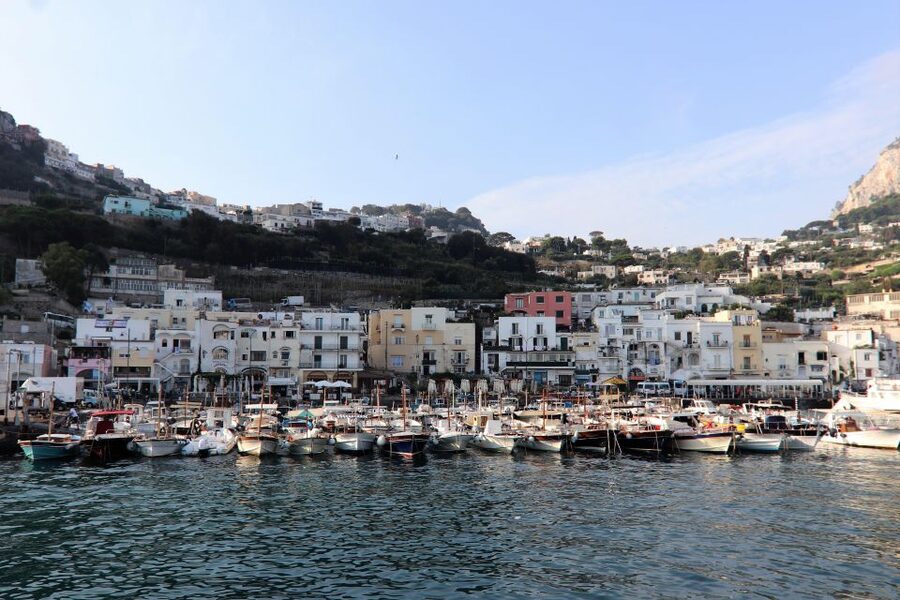 Capri and Anacapri tour: Faraglioni and Caves from Sorrento - Capri town, Piazzetta Umberto I, and the Gardens of Augustus over Via Krupp