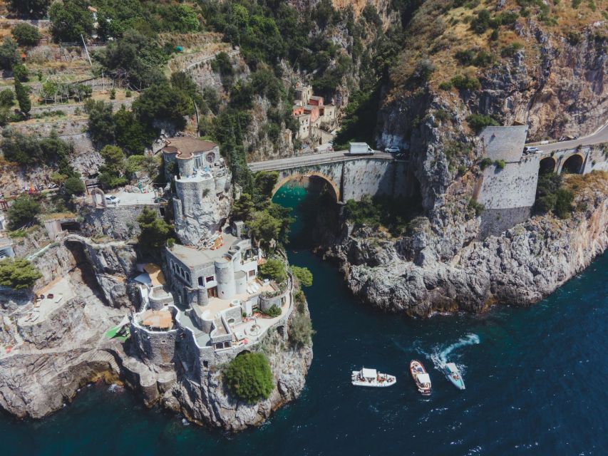 From Amalfi: 7H Amalfi Coast - Group Tour by boat - Emerald Grotto options and swim stops: how to time your water break