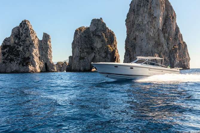Half day around Capri by Itama 38 speedboat - The itinerary flow: White Grotta and Faraglioni first