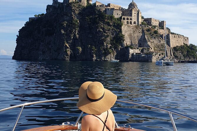 Ischia island private excursion on Gozzo Aprea Milano 8,3m - Lacco Ameno icons: getting close to Fungo and seeing the church from sea