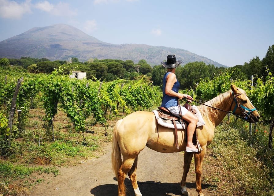 Pompeii: Ruins Tour and Mount Vesuvius Horseback Ride - Lunch and wine tasting on a winery terrace