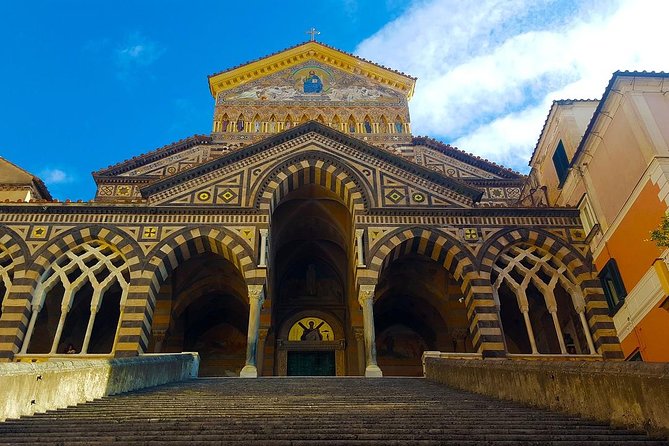 Positano, Amalfi and Ravello by Mercedes Van From Salerno - Duomo di SantAndrea: the stairs, the view, and the ticket detail