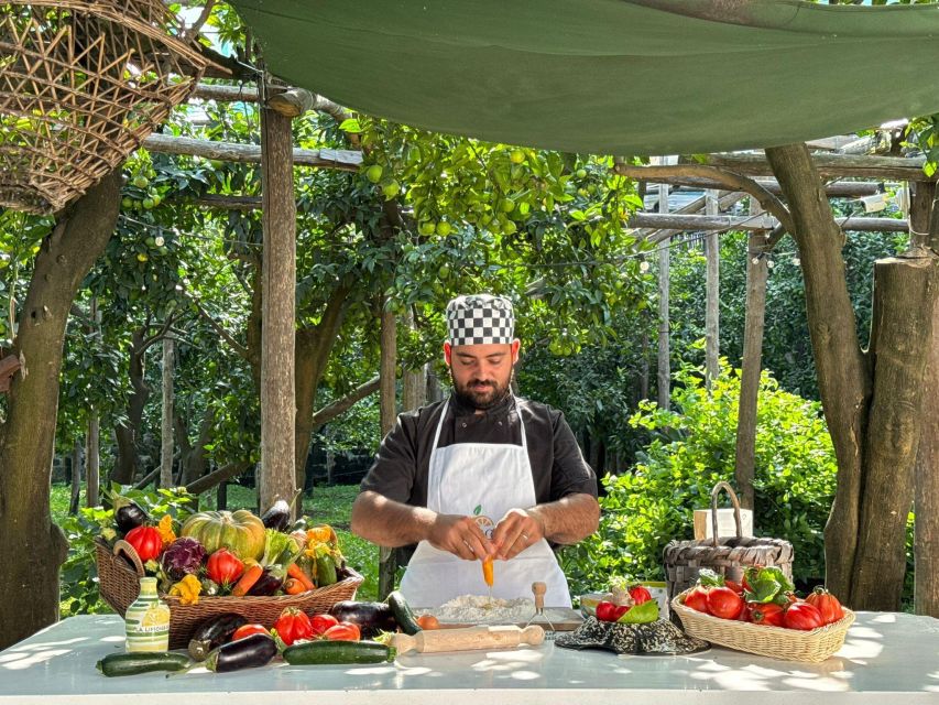 Sorrento: Authentic Italian Cooking Class in a Citrus Grove - Lunch, wine, and the pergola tasting moment