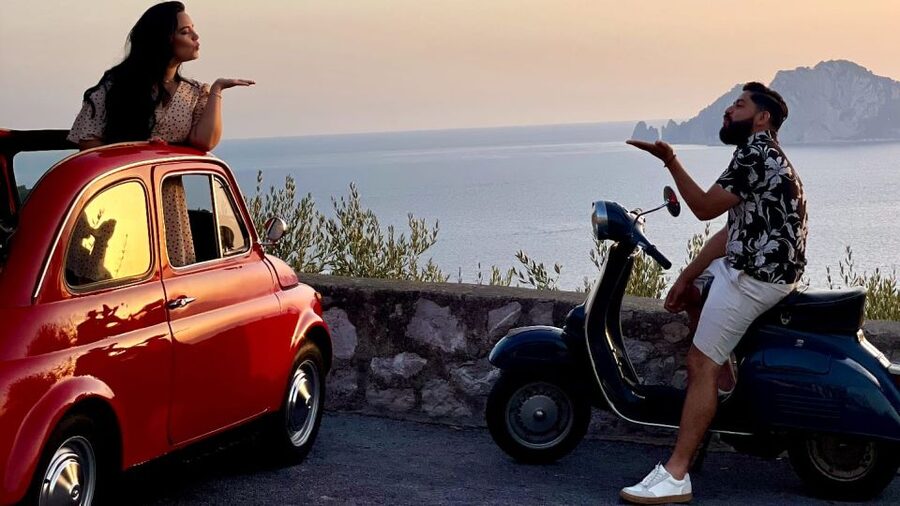 Sorrento Coast Couples Photo Tour by Vintage Fiat 500 - From Your Accommodation to the Sorrento Coast Route