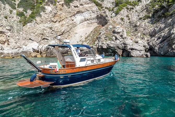 Sorrento to Capri Private Boat Experience on a Gozzo Apreamare 10 - Capri by boat White Grotta and Natural Arch viewpoints
